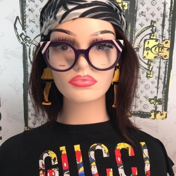 New Authentic Fendi FF0246 B3V Cat-Eye Eyeglass Frames – Purple & White","descri - Picture 5 of 11